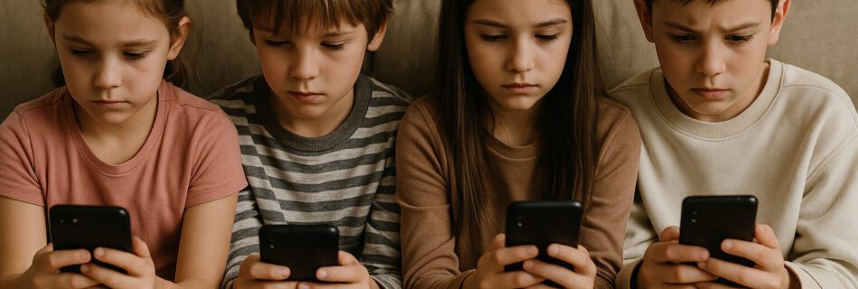 Drei Personen schauen gemeinsam auf ein Smartphone