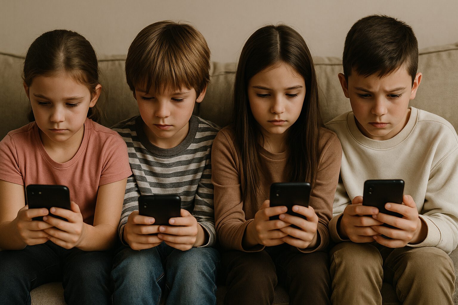 Drei Personen schauen gemeinsam auf ein Smartphone